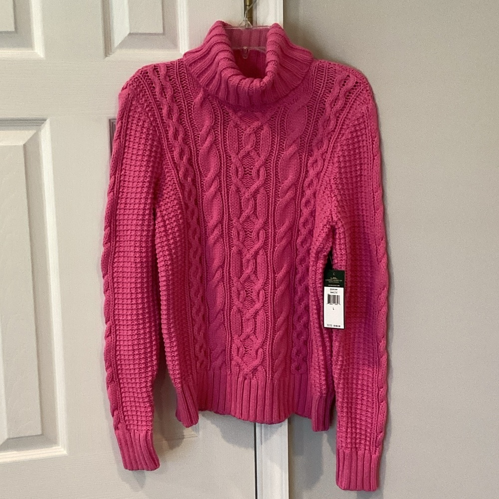 Ralph Lauren Pink Cable Knit Turtleneck Sweater